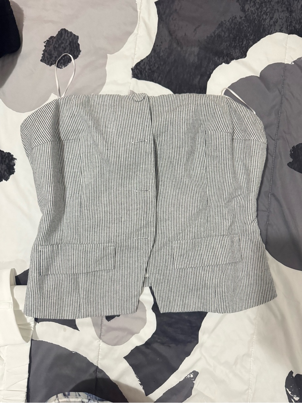 Striped Strapless Women's Shorts Top - Gray